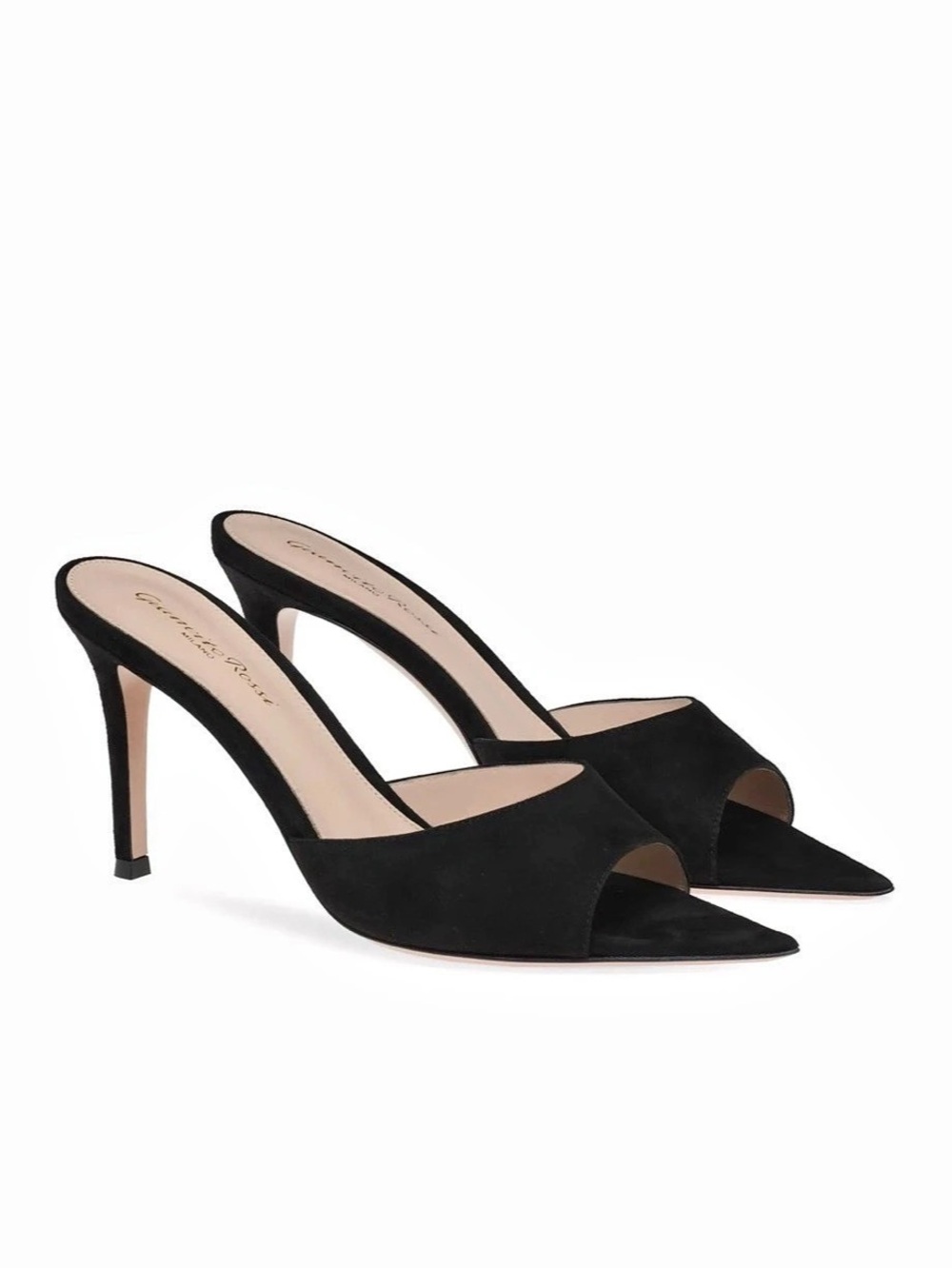 Gianvito Rossi Elle 85 Suede Sandals Black 85mm Heels